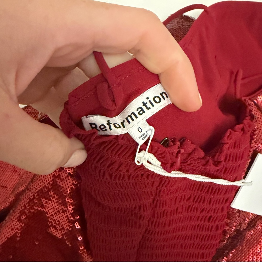 NWT Reformation Frankie Red Sequin Evening Gown 0 - Picture 5 of 5